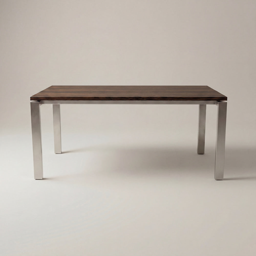 Hiru Esstisch aus Edelstahlgestell mit Holzplatte Wenge