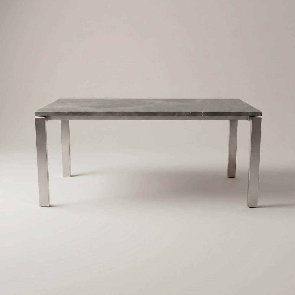 Hiru Esstisch aus Edelstahlgestell mit Steinplatte Iron Grey