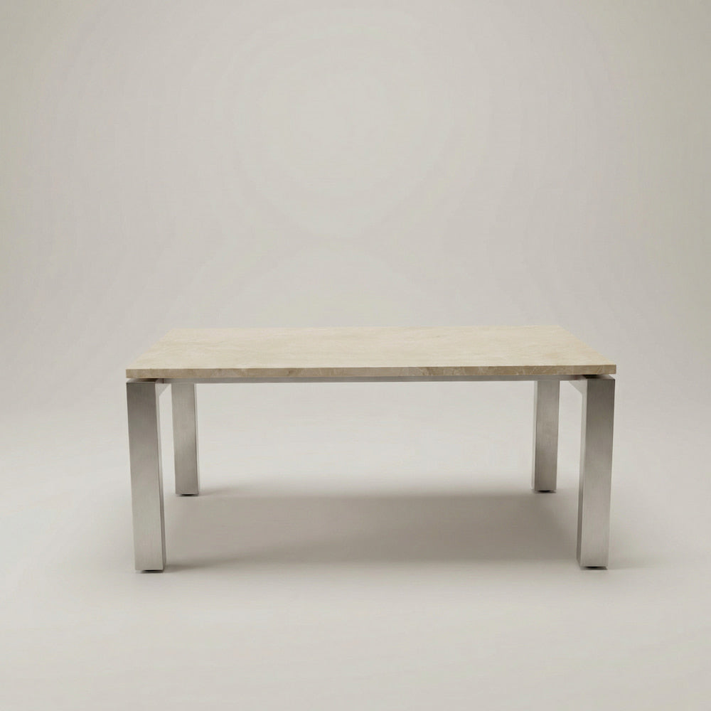 Hiru Couchtisch aus Edelstahlgestell mit Steinplatte Daino Royale