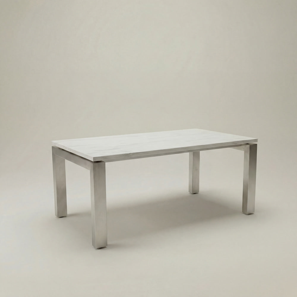 Hiru Couchtisch aus Edelstahlgestell mit Steinplatte Imperial White