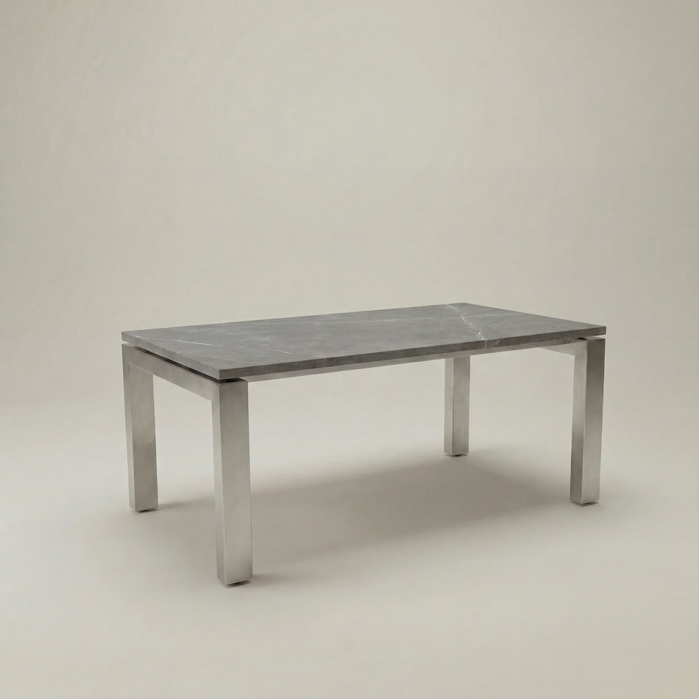 Hiru Couchtisch aus Edelstahlgestell mit Steinplatte Iron Grey