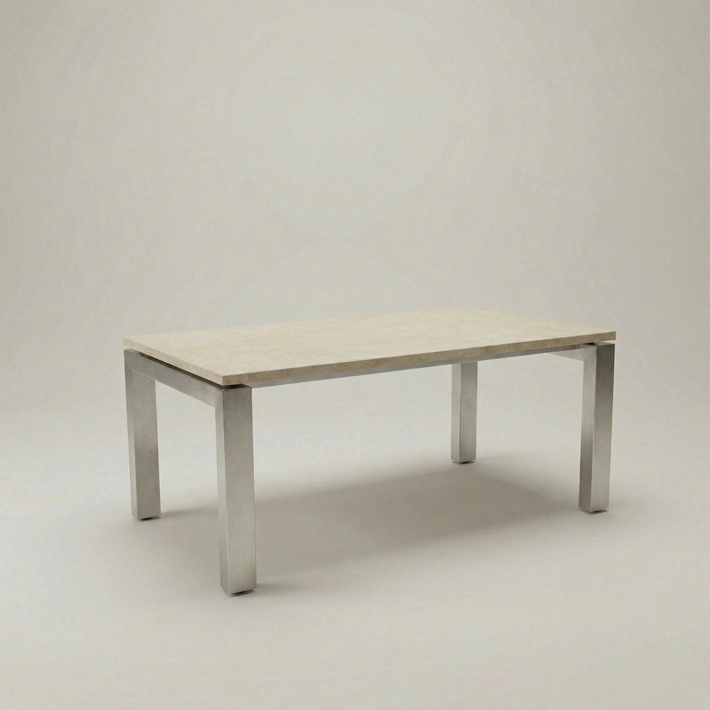 Hiru Couchtisch aus Edelstahlgestell mit Steinplatte Daino Royale