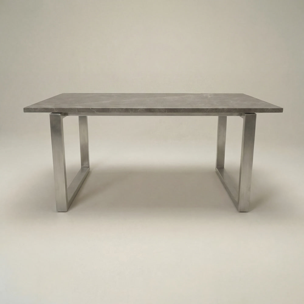 Designer Couchtisch aus Edelstahl mit grauer Steinplatte für Wohnzimmer