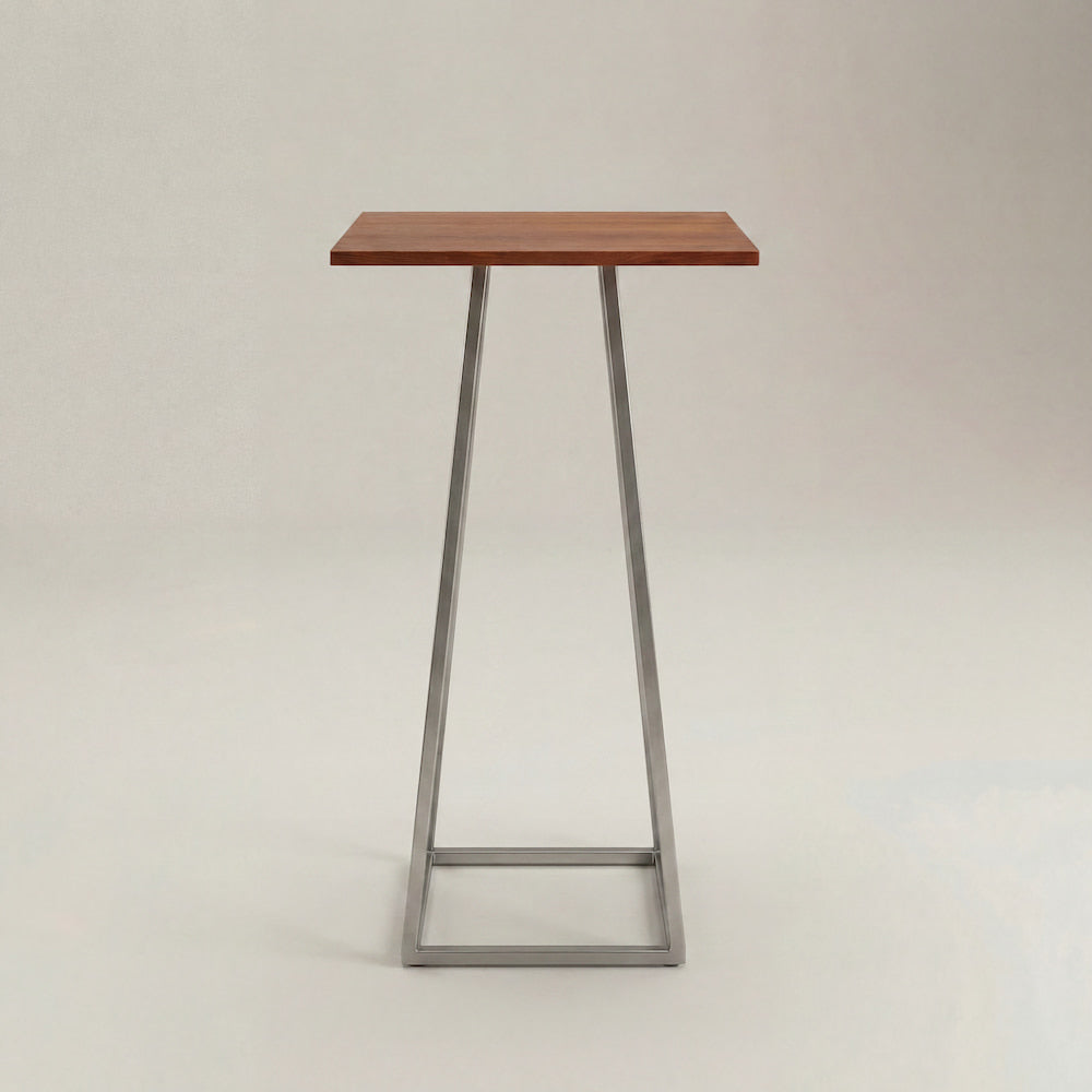 Design Stehtisch Edelstahl Mahagoni Platte Havn